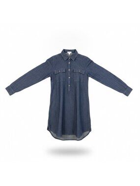 Isabel Maternity Womens Blue Cotton Spandex Long Sleeve Denim Tunic Top Sz XS